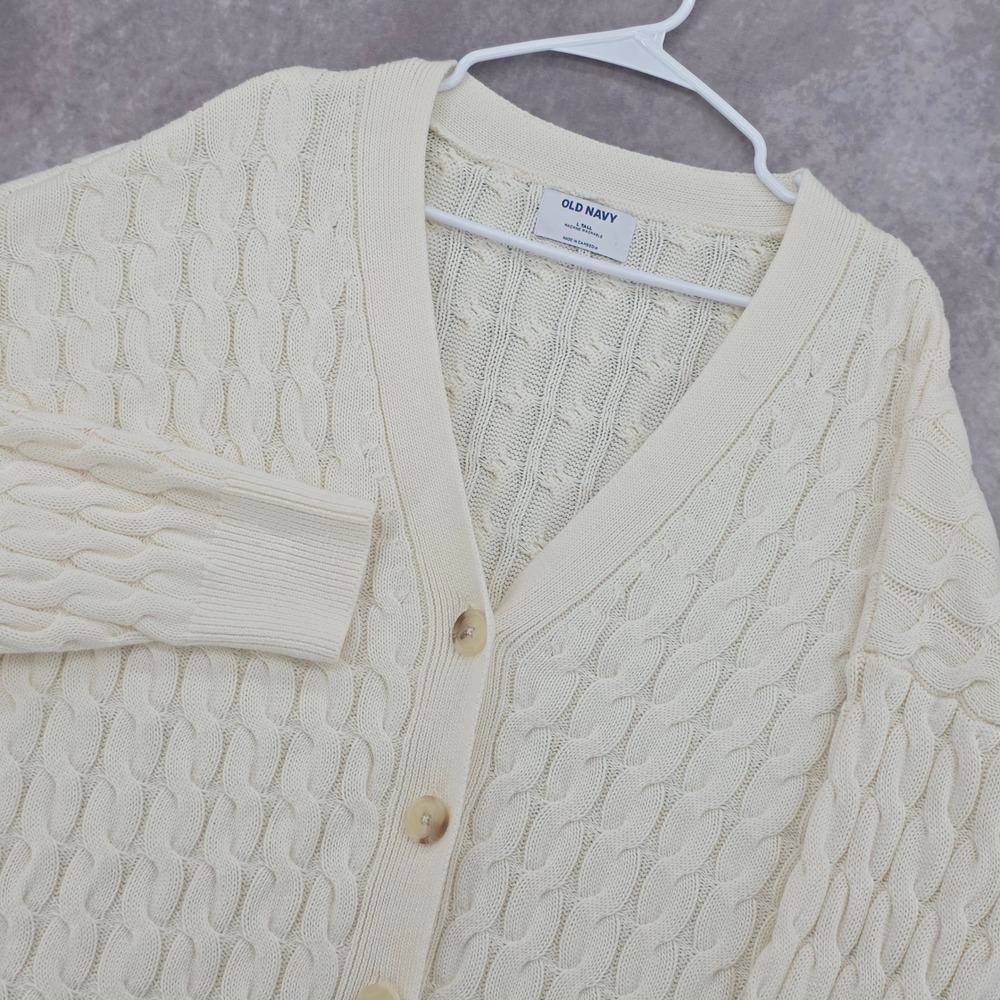 Old Navy Men's L Tall Cable Knit Cardigan Sweater Cream Ivory Button Front